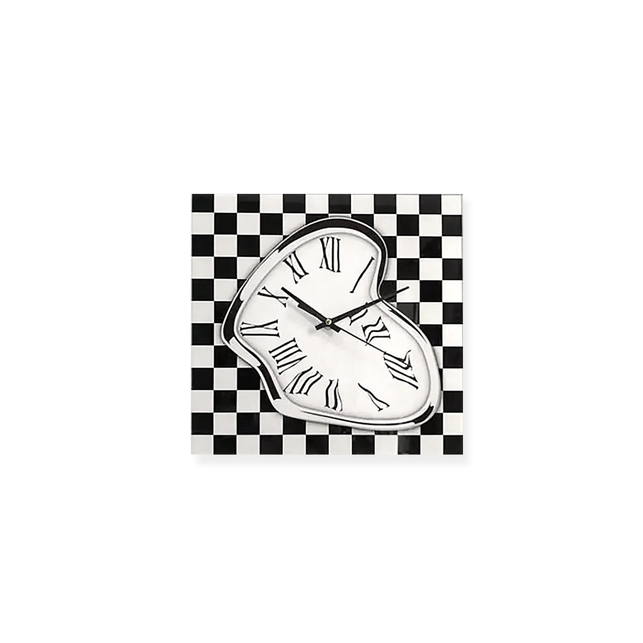 Checker Clock Square Plaid Checker Glass Wall Clock