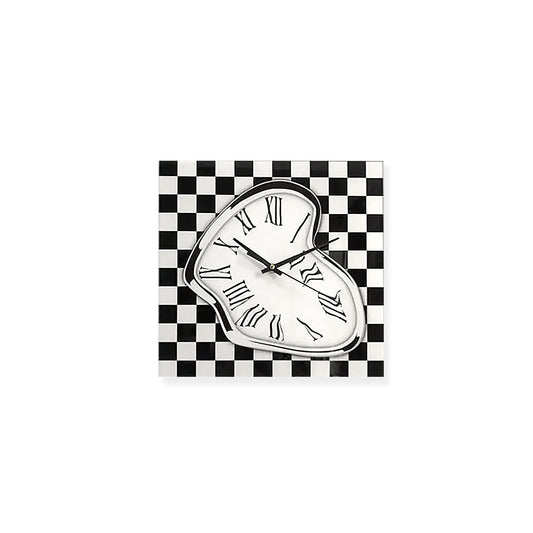 Square Plaid Checker Glass Wall Clock