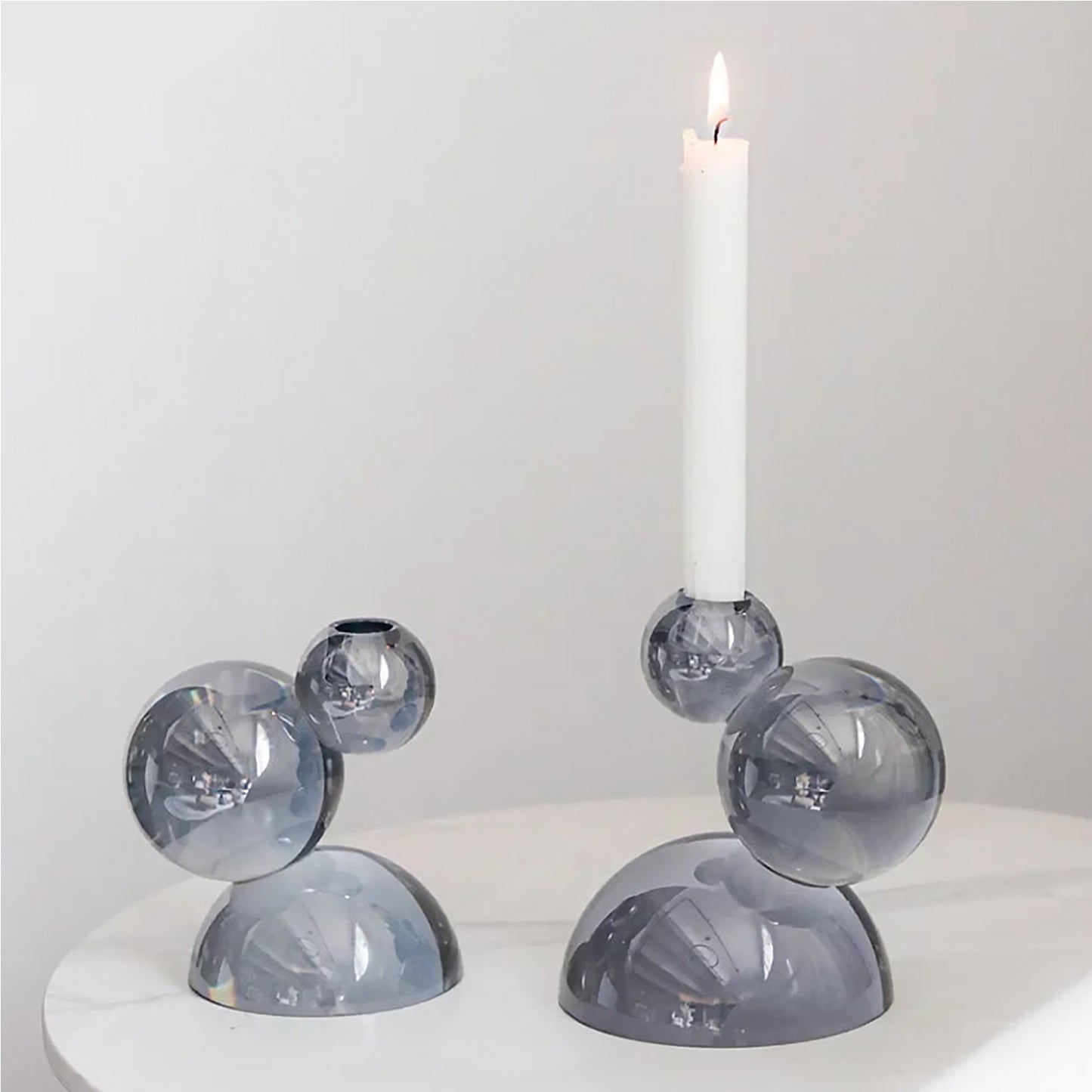 Stacked Ball Crystal Candle Holders