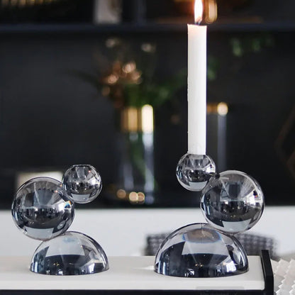 Stacked Ball Crystal Candle Holders