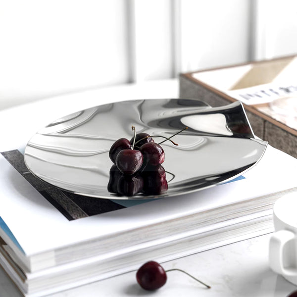 Bandeja de acero inoxidable con forma de onda irregular