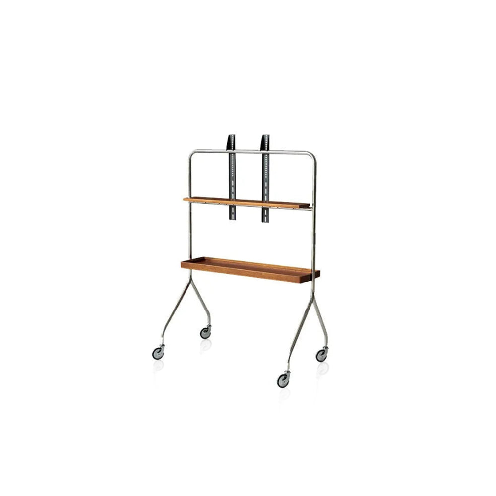 Studio Lima Stainless Steel Wooden Shelf Moving TV Stand