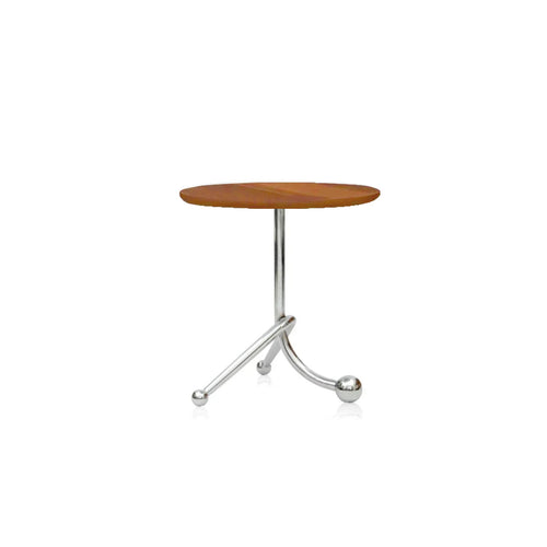 Runder Beistelltisch im Vintage-Stil aus gedrehtem Edelstahl