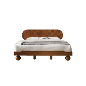 Mingdian Vintage Solid Oak Wood Slatted Bed Frame