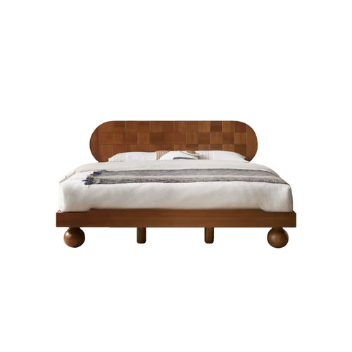 Mingdian Vintage Solid Oak Wood Slatted Bed Frame