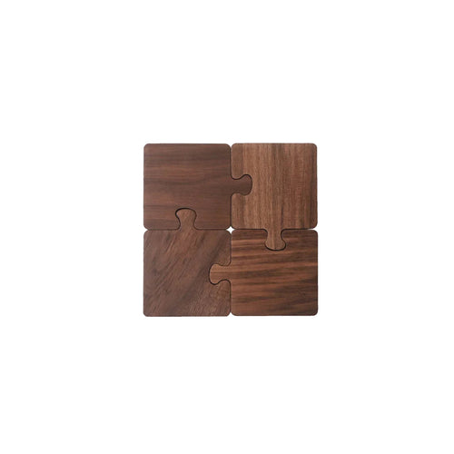 Holzpuzzle-Untersetzer-Set