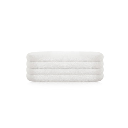 White Linen Cloud Ottoman Storage Bench