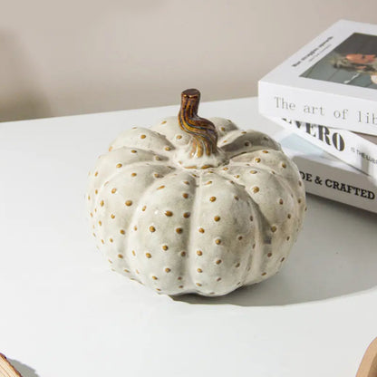 White Porcelain Pumpkin Ceramic Sculpture