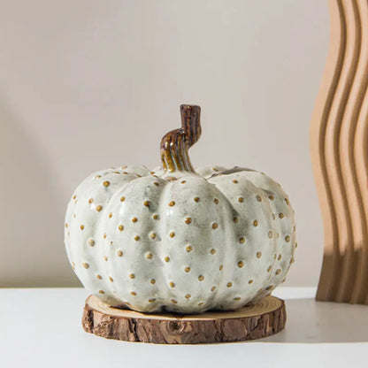 White Porcelain Pumpkin Ceramic Sculpture