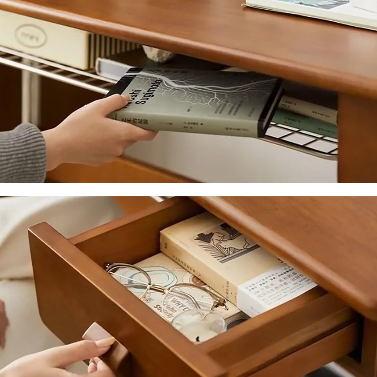 Japanese Walnut Computer Desk with Drawers – OnShelf