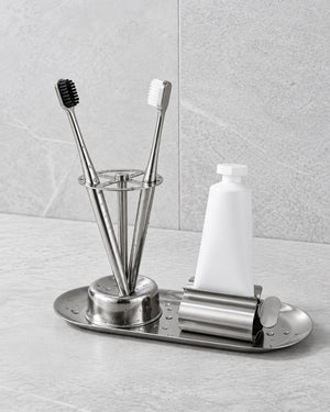 Stainless Steel Toothbrush & Toothpaste Holder Tray
