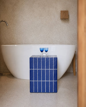 XIWO Blue Tile Mosaic Cube Side Table