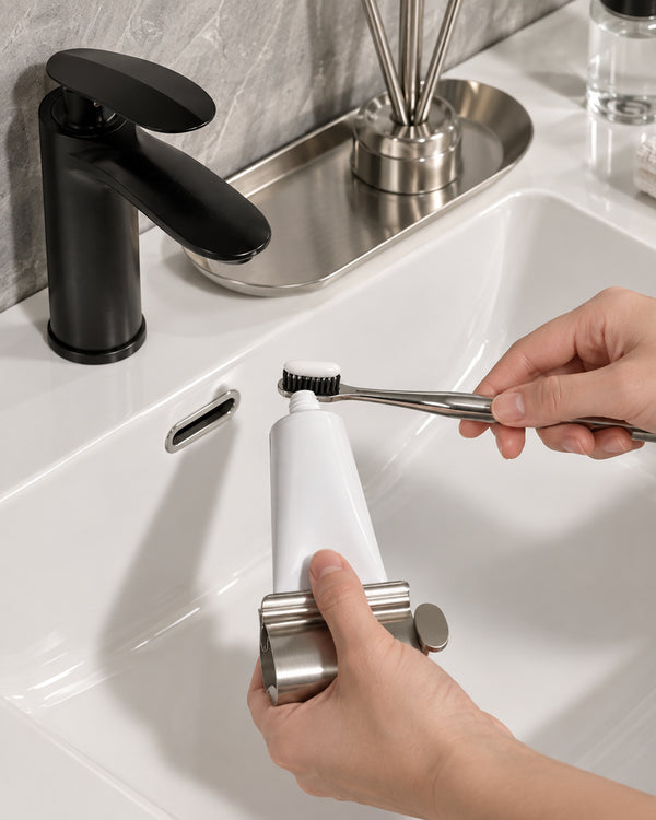 Stainless Steel Toothbrush & Toothpaste Holder Tray