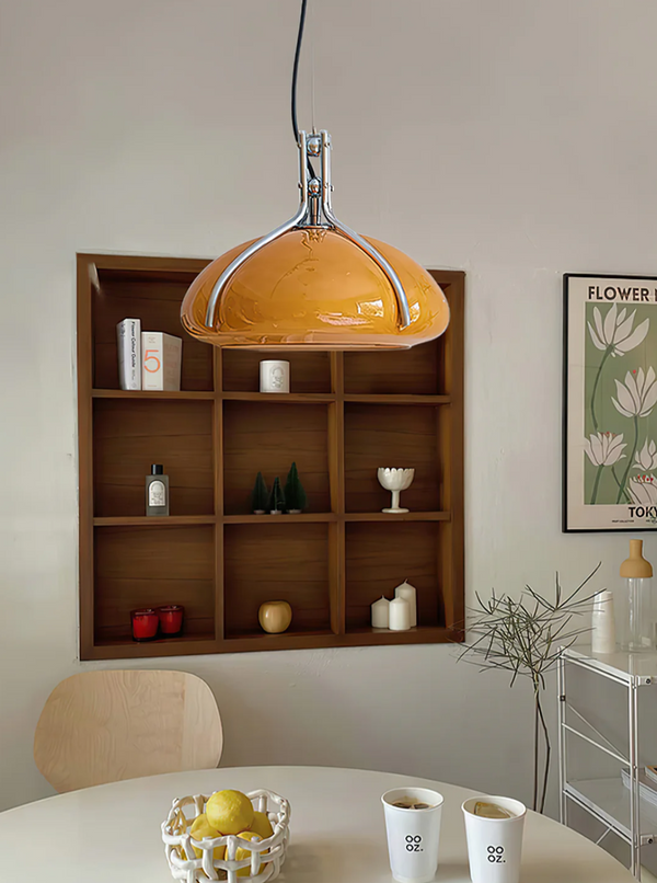 Orbix Bauhaus Amber Glass Dome Pendant Ligh