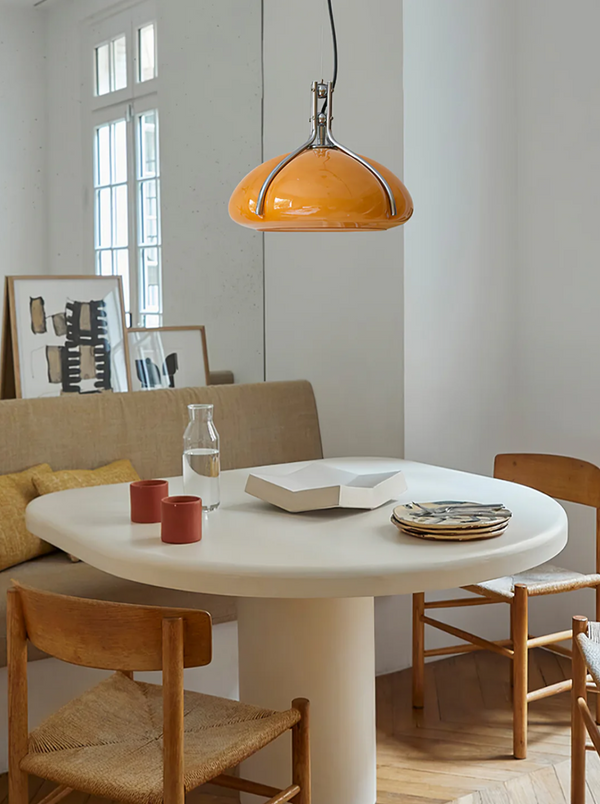 Orbix Bauhaus Amber Glass Dome Pendant Ligh