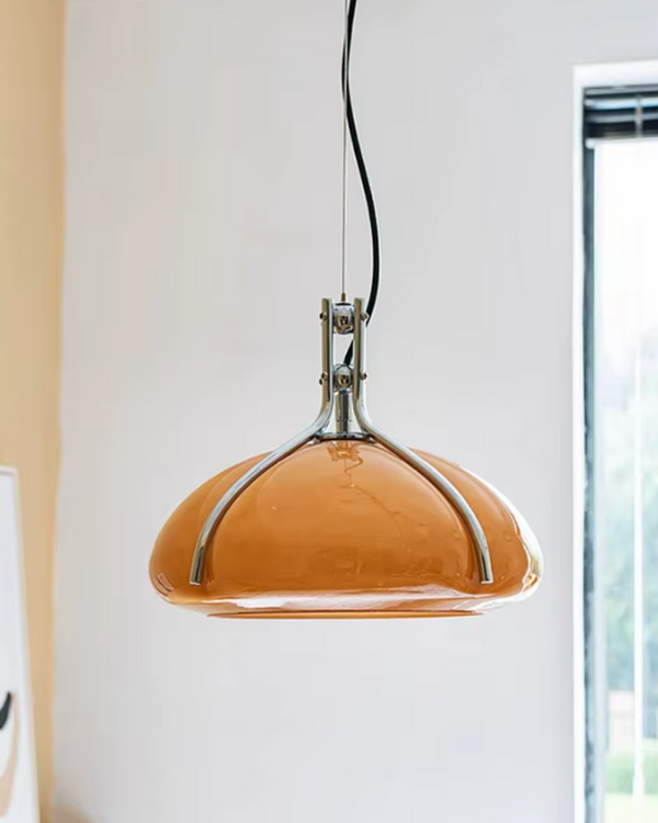Orbix Bauhaus Amber Glass Dome Pendant Ligh