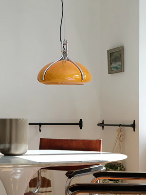 Orbix Bauhaus Amber Glass Dome Pendant Ligh