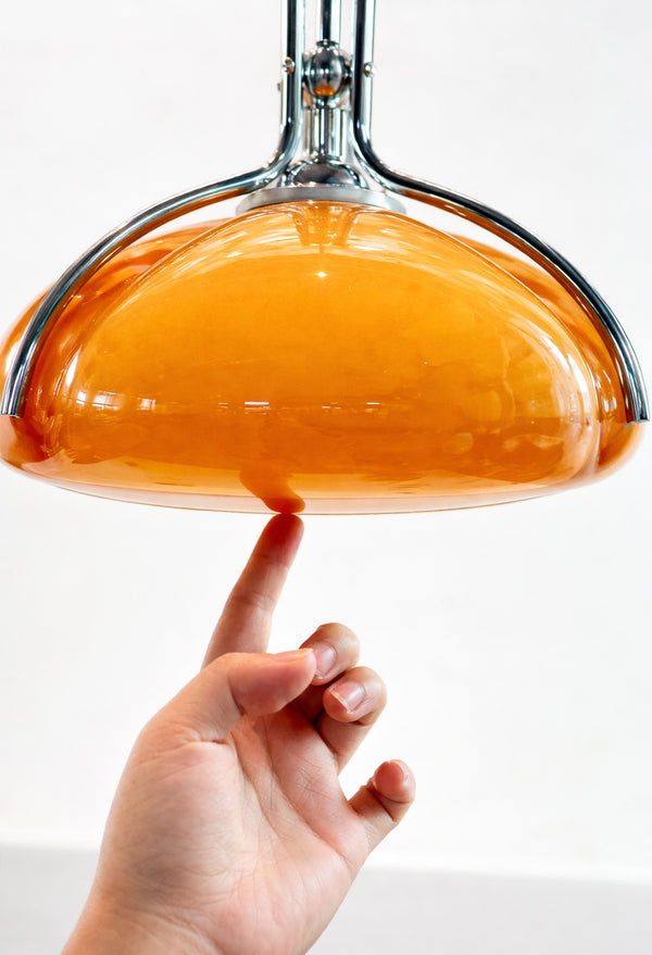 Orbix Bauhaus Amber Glass Dome Pendant Ligh