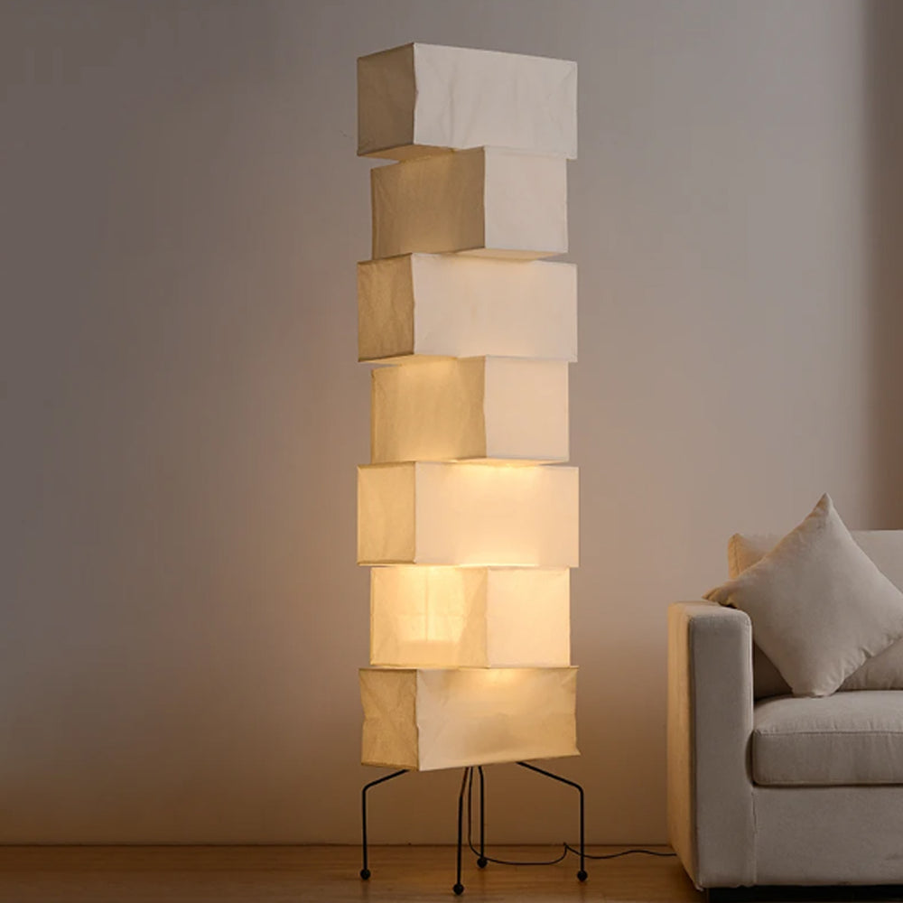 Yū Tokyo Japanese Wabi-Sabi Style Rice Paper Cube Floor Lamp