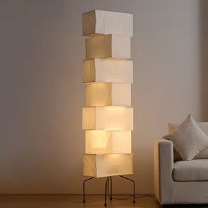 Lampadaire cube en papier de riz de style japonais Wabi-Sabi