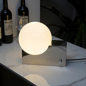 Chrome Metal Box Dimmable LED Table Lamp