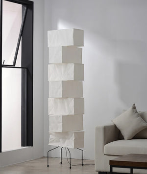 Lampadaire cube en papier de riz de style japonais Wabi-Sabi