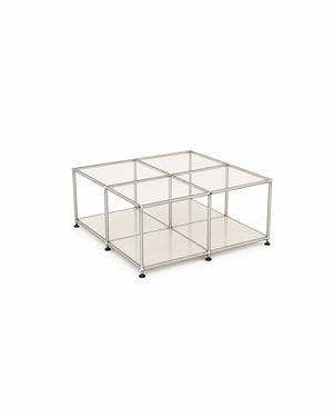 Modular Glass Stainless Steel Cube Coffee Table