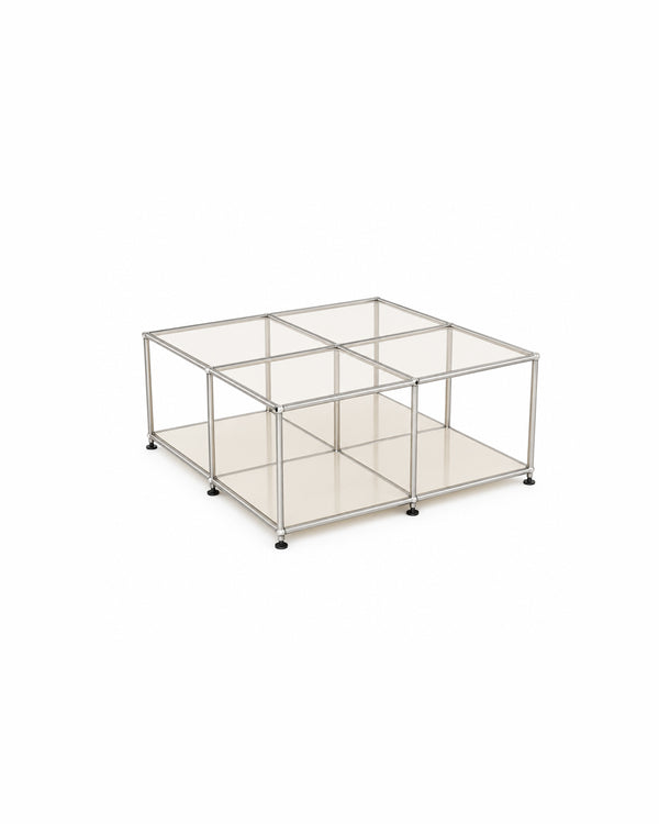 Modular Glass Stainless Steel Cube Coffee Table