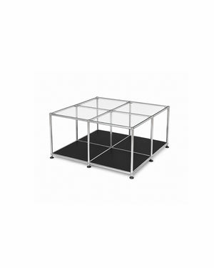 Modular Glass Stainless Steel Cube Coffee Table