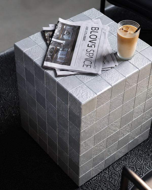 XIWO Metallic Tile Mosaic Cube Side Table
