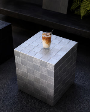 XIWO Metallic Tile Mosaic Cube Side Table