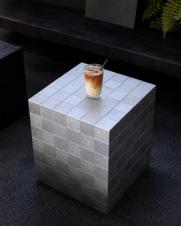 XIWO Metallic Tile Mosaic Cube Side Table
