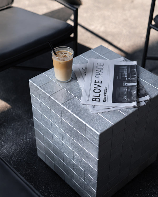 XIWO Metallic Tile Mosaic Cube Side Table