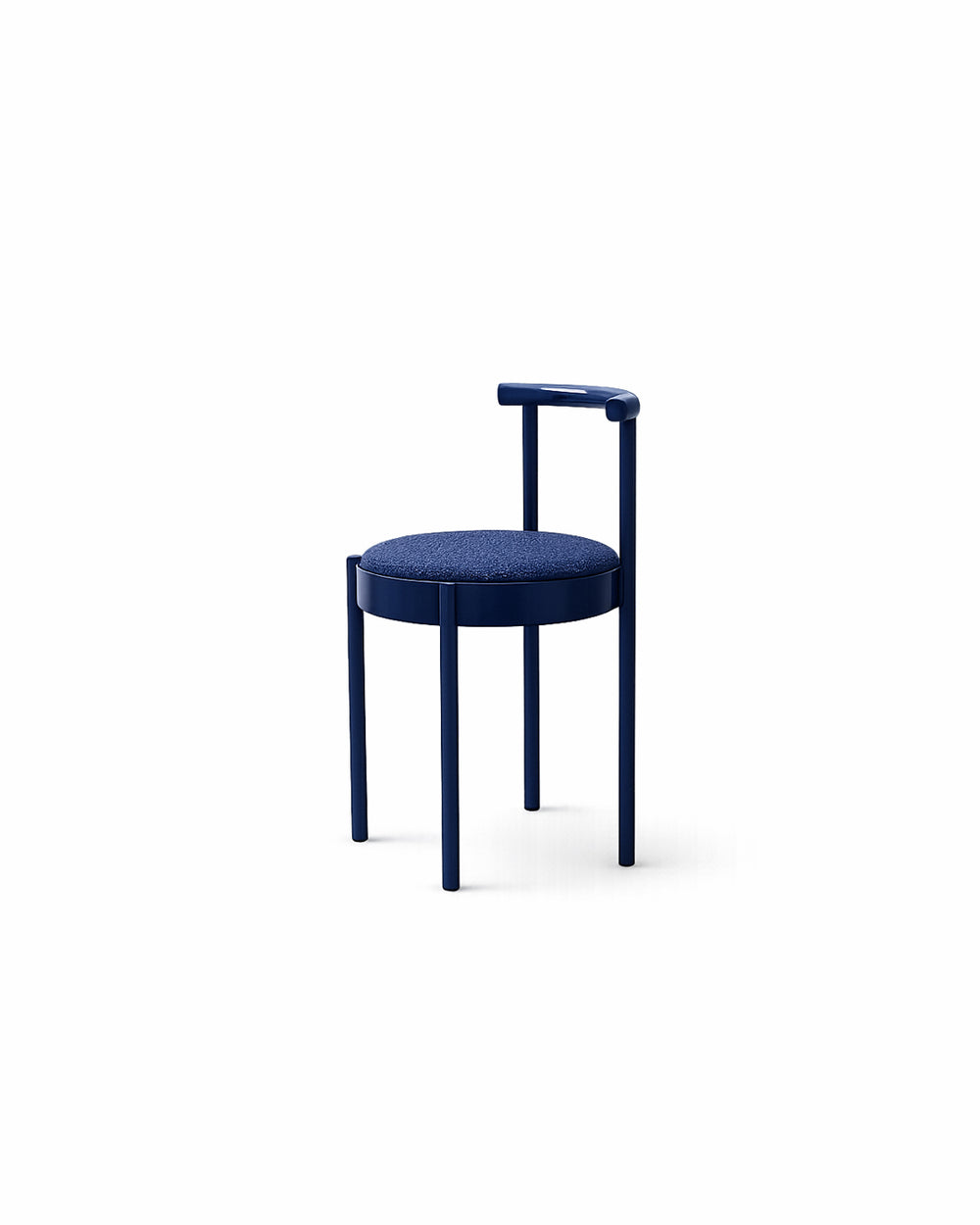 Silla redonda de color con patas de metal de estilo moderno de mediados de siglo