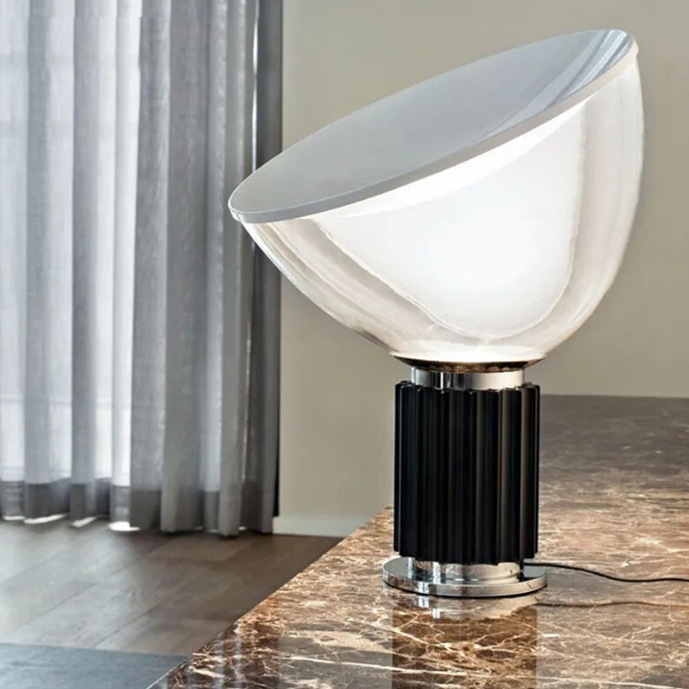 Lampe à bol transparente de style italien en chrome