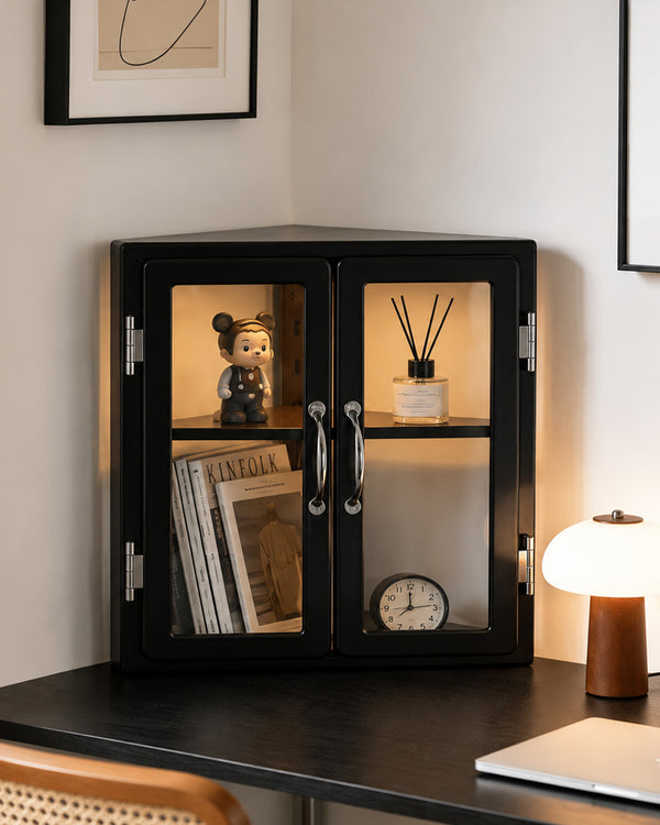 Metal MCM Vitrine Corner Mini Cabinet