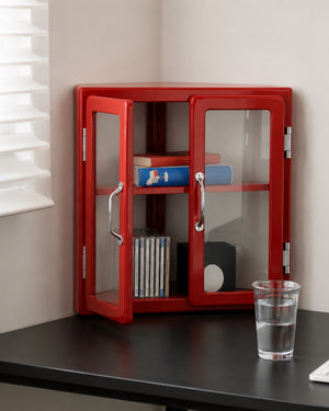 Metal MCM Vitrine Corner Mini Cabinet