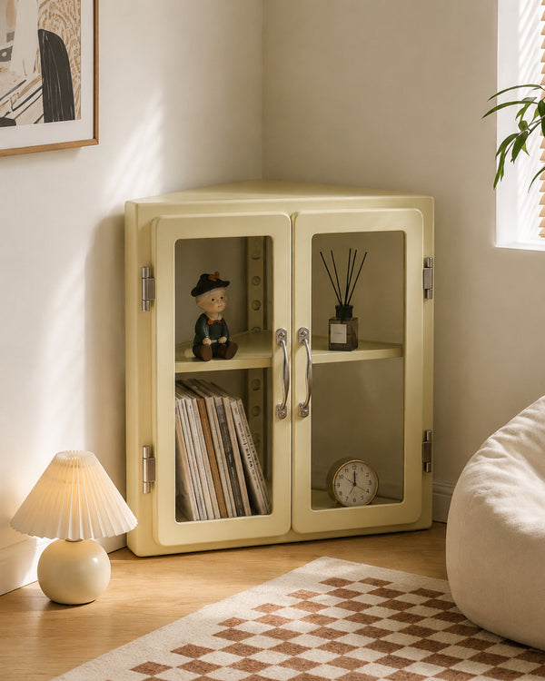 Metal MCM Vitrine Corner Mini Cabinet