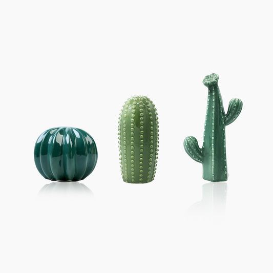 Hand-Crafted Green Ceramic Cactus Sculpture