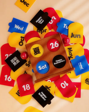 Easy Good Bauhaus Vintage  Cherrywood Perpetual Desk Calendar