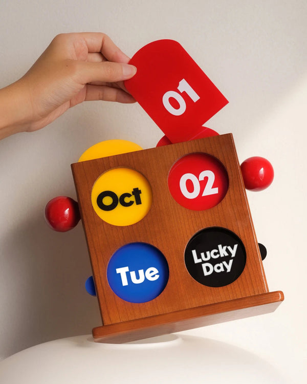 Easy Good Bauhaus Vintage  Cherrywood Perpetual Desk Calendar