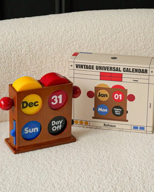 Easy Good Bauhaus Vintage  Cherrywood Perpetual Desk Calendar