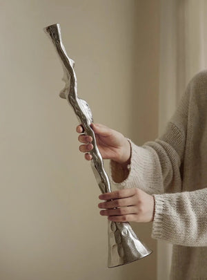 French Retro Carved Alloy Candlestick Holder