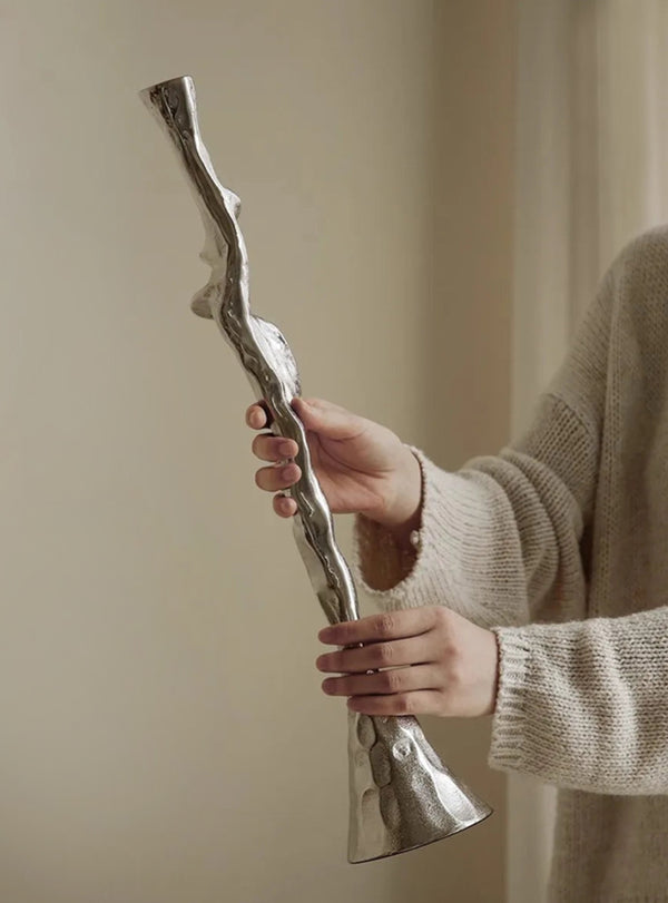 French Retro Carved Alloy Candlestick Holder