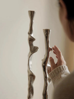 French Retro Carved Alloy Candlestick Holder