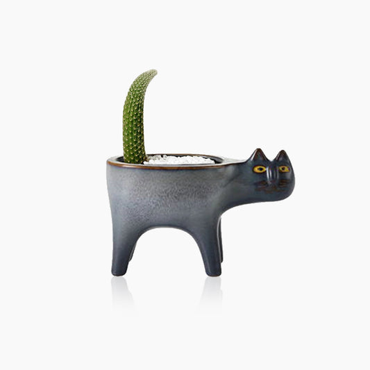 Cat Tail Hand-Crafted Flower Pot