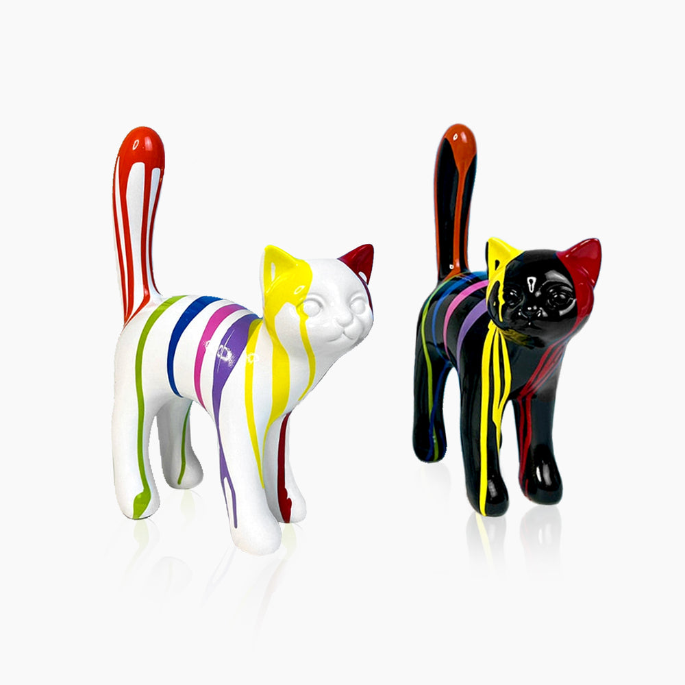 Splash Painted Walking Cat Art  Sculpture