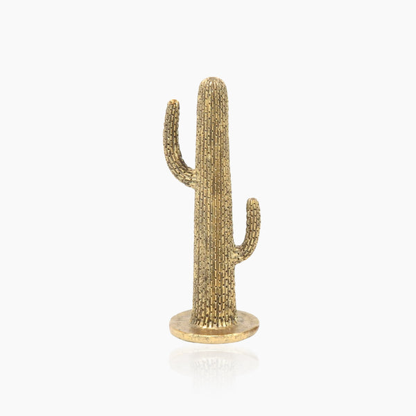 Conjunto de esculturas de cactus de polystone dorado