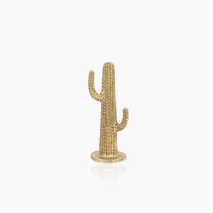 Conjunto de esculturas de cactus de polystone dorado