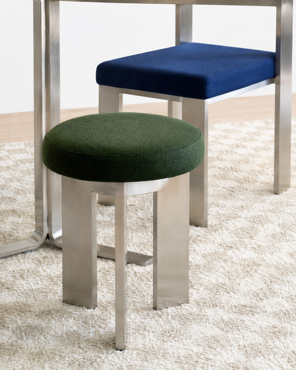 UOSU Linen-Top Stainless Steel Leg Accent Stool